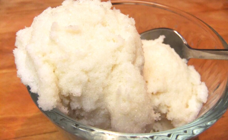 You can make snow cream with freshly fallen snow; milk, cream, or condensed milk; sugar; and vanilla. You can make it even richer with whole raw eggs.