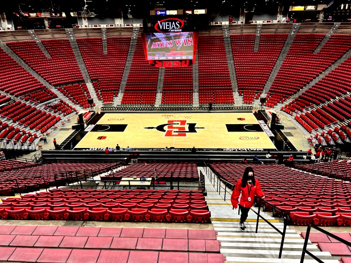 Viejas Arena on the San Diego State University campus following a women's basketball game. Jan. 3, 2022.