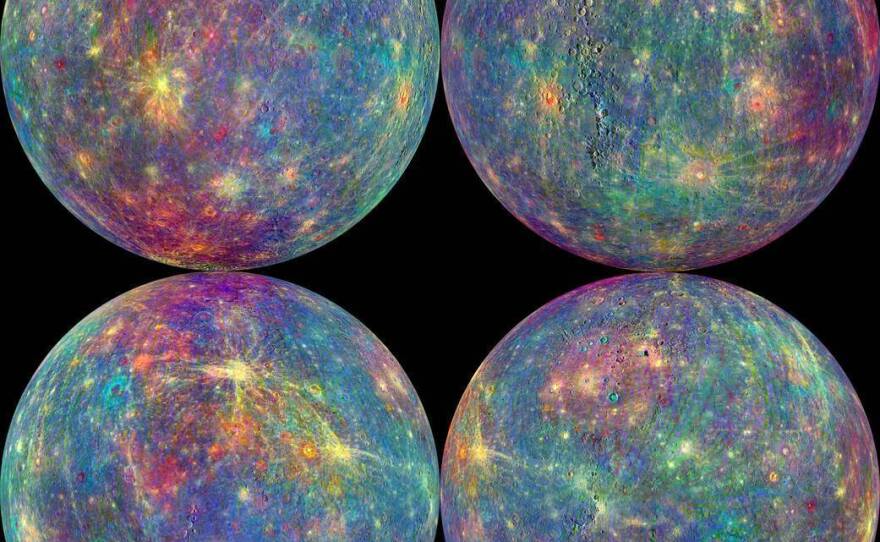 These images of Mercury were taken onboard the MESSENGER spacecraft, the first ever to orbit the innermost planet.