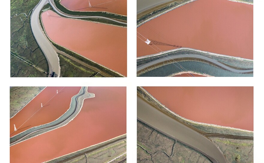 Salt Pond Grid V, 2018, Aerial photographs of the San Francisco Bay.