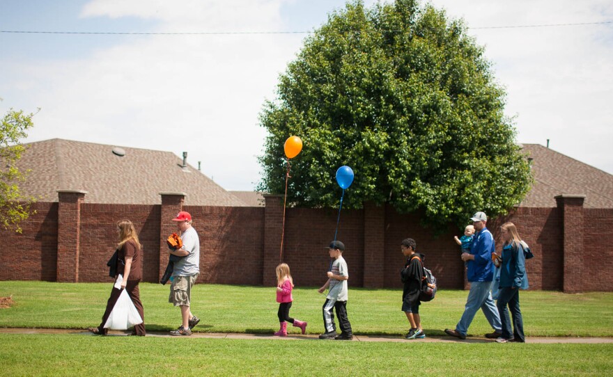 Eastlake Elementary and Plaza Towers Elementary students and teachers gathered at the school Thursday to say goodbye for the summer. This was a chance to reconnect after the devastating tornado brought an abrupt end to the school year at the Plaza Towers Elementary School in Moore, Okla.