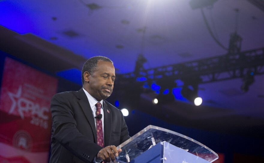 Ben Carson announced the end of his presidential bid on Friday at the annual Conservative Political Action Conference at National Harbor in Oxon Hill, Md.