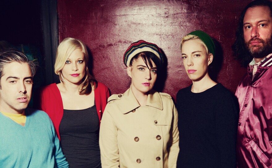 Kathleen Hanna (center) is the frontwoman of The Julie Ruin. The band's debut album is titled <em>Run Fast</em>.