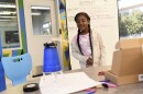 Damya E. checks out the new robot she built at the Watts/Willowbrook Boys & Girls Club's new Disney STEM Center of Innovation on Friday, June 7, 2019 in Los Angeles.