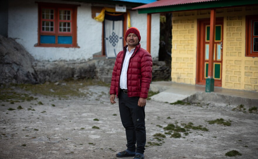 Bolendra Acharya has taught at the school for 12 years. He grew up in a neighboring valley and says he has witnessed profound changes in the area's climate.
