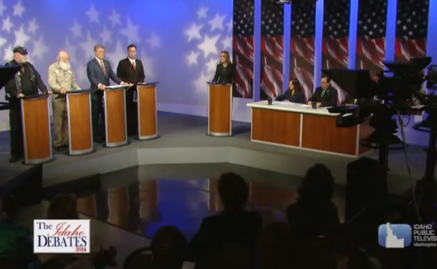 The four candidates for Idaho governor, left, at Wednesday's GOP gubernatorial debate. The debate was held at Idaho Public Television studios.