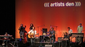 (left to right) Jaron Olevsky, Mutlu Onaral, Vicente Archer, Dani Elliott, Amos Lee, Freddie Berman, Zach Djanikian, Andy Keenan, John Convertino, Joey Burns perform live on August 23, 2011, at The Fox Theatre, in Tucson, Ariz.