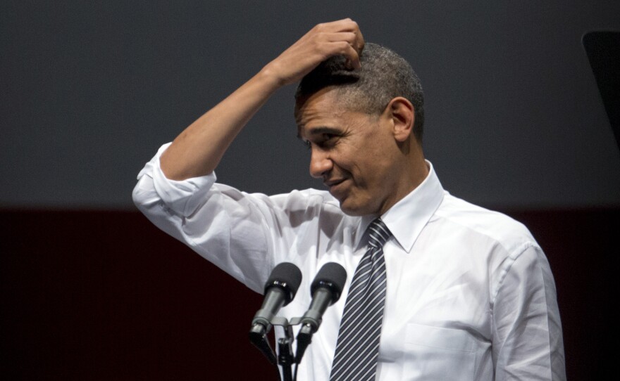 President Obama speaking during a campaign event in 2012.