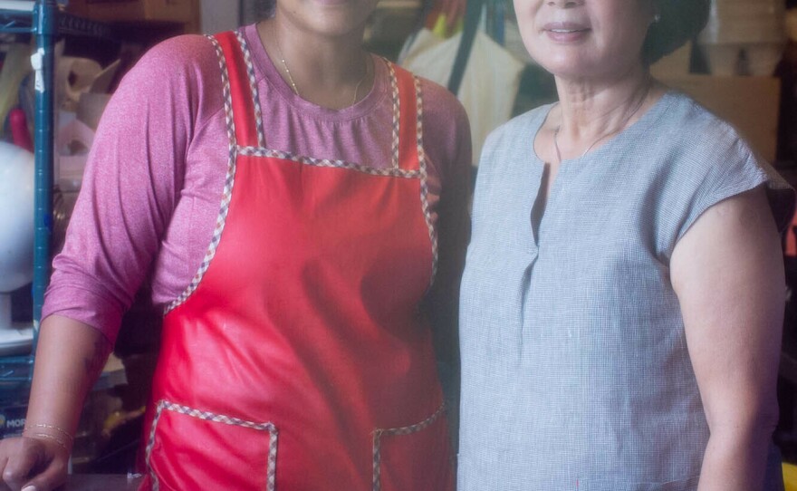 Patrice Cunningham (left) started Tae-gu Kimchi in 2020, basing her recipe from her mother Hong Cunningham. Her mom still helps out and weighs in as the kimchi gets made.