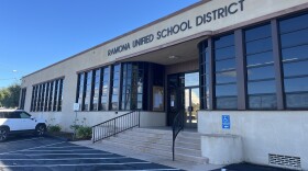 A car is parked in front of Ramona Unified School District headquarters, Nov. 19, 2025.