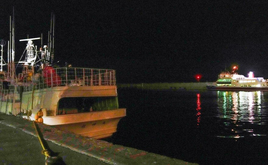 A tour boat that went missing on Saturday left this fishing port in the Japanese island of Hokkaido.