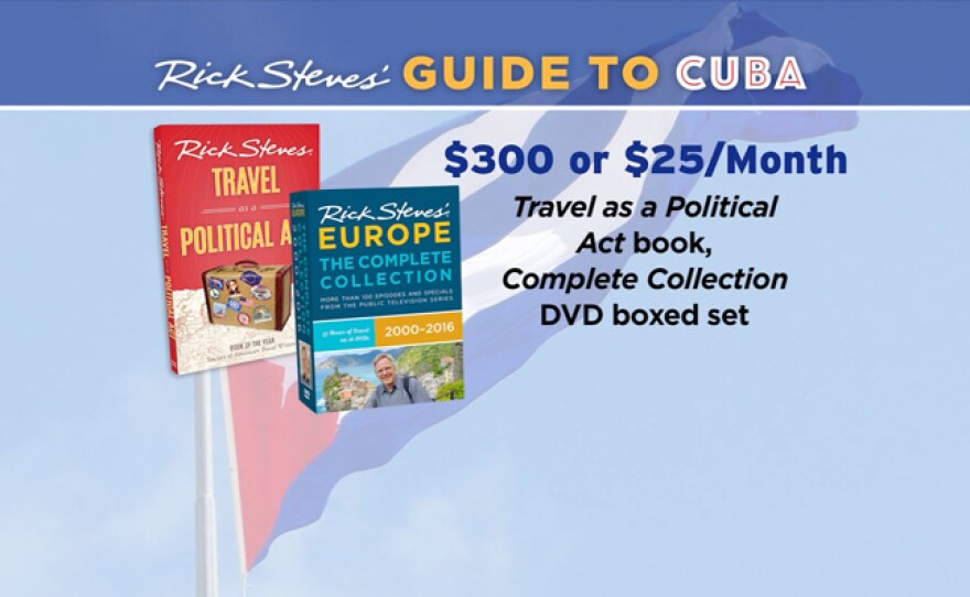 Give $25 a month or $300 all at once and receive the “Travel as a Political Act” book, the RICK STEVES’ EUROPE Complete Collection 2000-2016 DVD boxed set and newsletter. This gift includes a KPBS License Plate Frame (if you're a new member). Also enjoy access to KPBS Passport and myKPBS Film Club. The “Travel as a Political Act” book, “Travel Skills” DVD and newsletter only is at the $120 level.