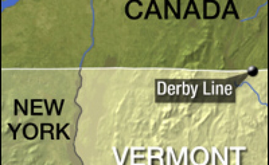 The small town of Derby Line, Vt.,  sits on the border with Canada. Click the map to see details.