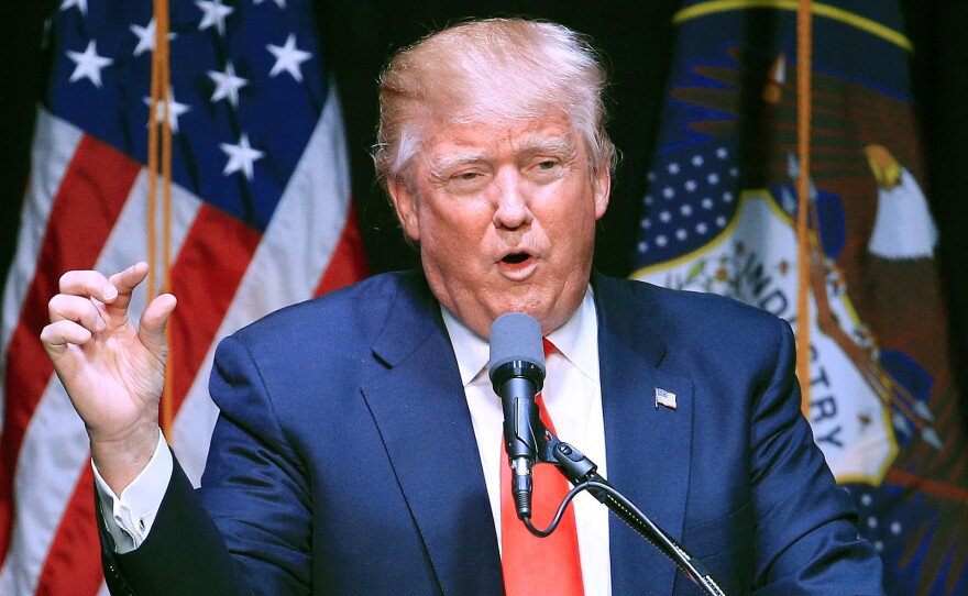 Republican presidential candidate Donald Trump speaks at a campaign rally Friday in Utah.
