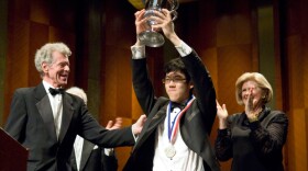 Van Cliburn with Haochen Zhang, just after he was named a gold medalist of the Thirteenth Cliburn Competition in 2009.