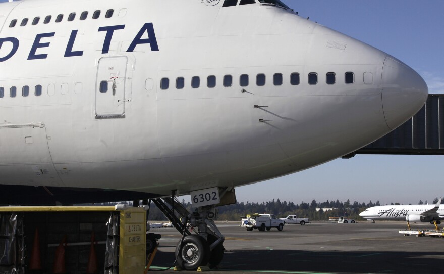 A Delta Air Lines 747 similar to the one involved in the near collision last week.