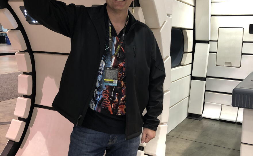 Gary Dexter became a lifelong "Star Wars" fan after seeing the film in his native England back in 1977. Here he enjoys a visit to Galaxy's Edge.
