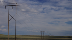 Power transmission lines march across the Shirley Basin in central Wyoming in this undated photo.