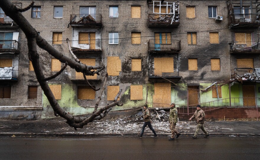 The building where Viktor and Liubov Lada used to live in Sloviansk, Ukraine.