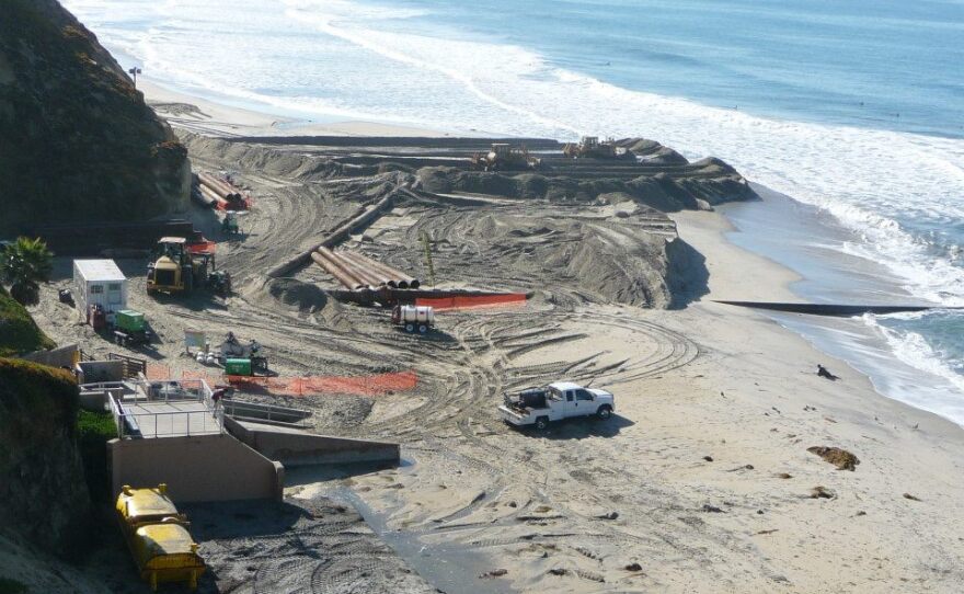 SANDAG's beach replenishment project in Fletcher Cove, Nov 2012.