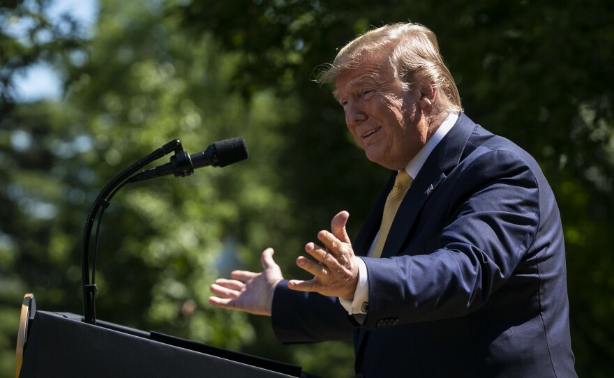 President Trump talked about expanding health coverage options for small businesses in a Rose Garden gathering at the White House in June.