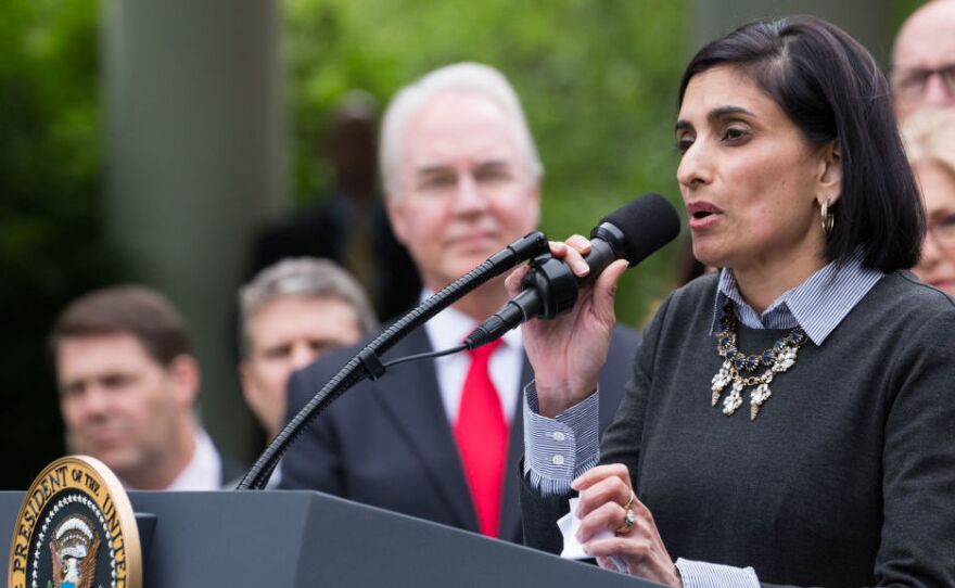 Seema Verma, administrator of the Centers for Medicare and Medicaid Services, at a White House press conference in May. More people moving off Medicaid, she says, would be a good outcome.