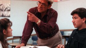 Jaime Escalante is seen here teaching math at Garfield High School in Los Angeles in March 1988. Many of Escalante's former students are raising money to help pay for their teacher's medical costs as he battles bladder cancer.