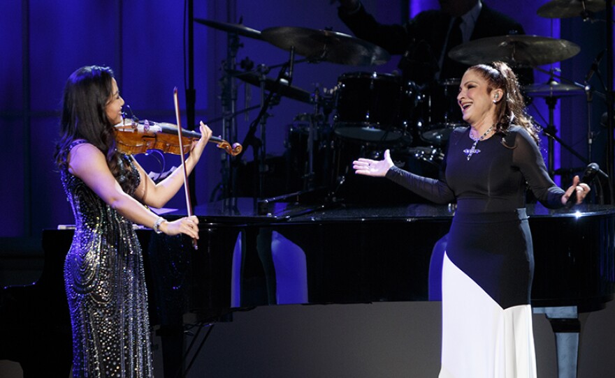 Sarah Chang and Gloria Estefan perform at "Emilio & Gloria Estefan: The Library of Congress Gershwin Prize for Popular Song," March 13, 2019, DAR Constitution Hall in Washington, D.C. The program premieres May 3, 2019 on PBS.