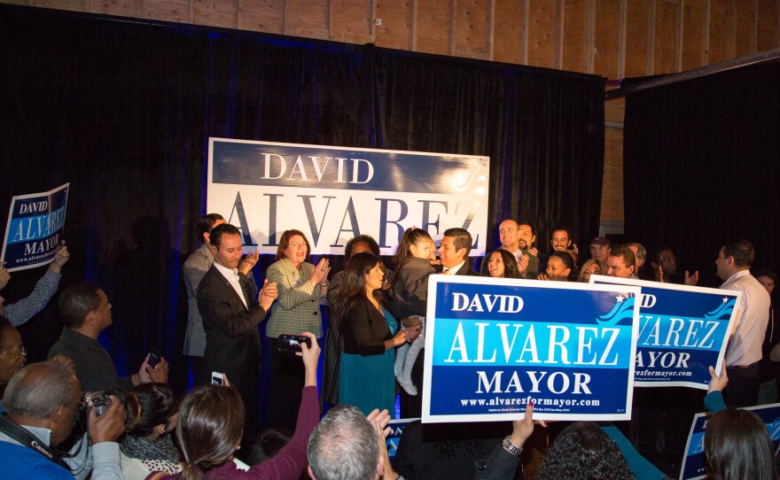 David Alvarez at his election night party at Bread and Salt Art Gallery and Co-op.