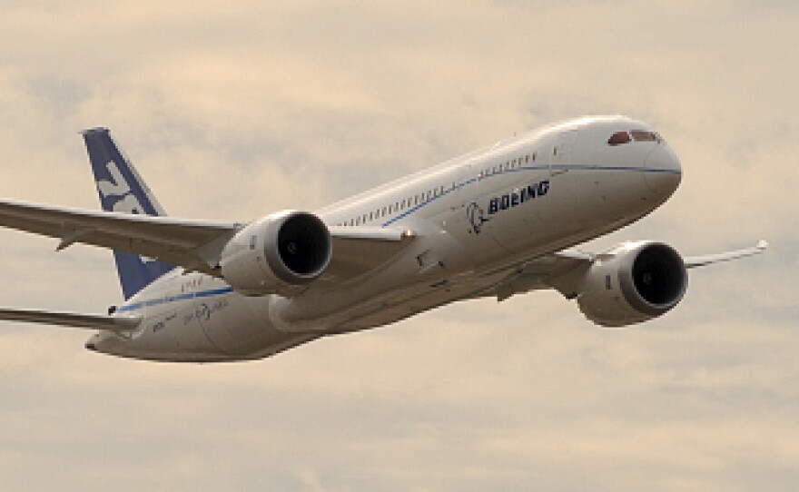 A Boeing 787 Dreamliner aircraft does a flyby at the Farnborough International Airshow near London in July.