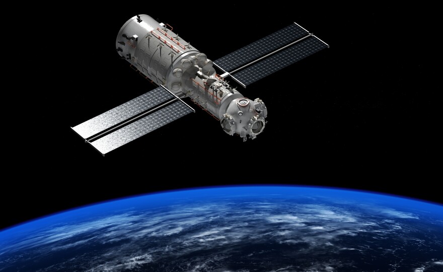 An artist's rendering of the Tianhe core module of China's Tiangong space station.