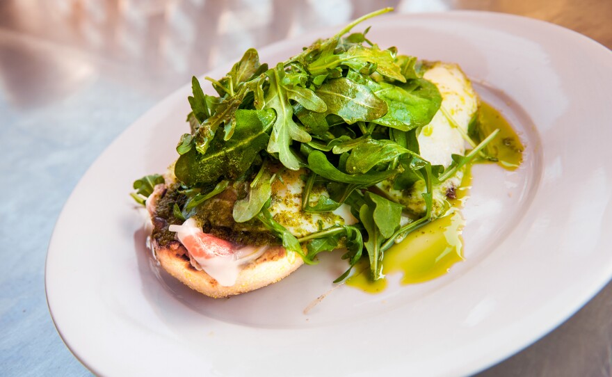 Huckleberry Bakery & Café, in Santa Monica, Calif., serves tons of green eggs and ham: plates of homemade English muffins topped with egg, arugula, pesto and prosciutto.