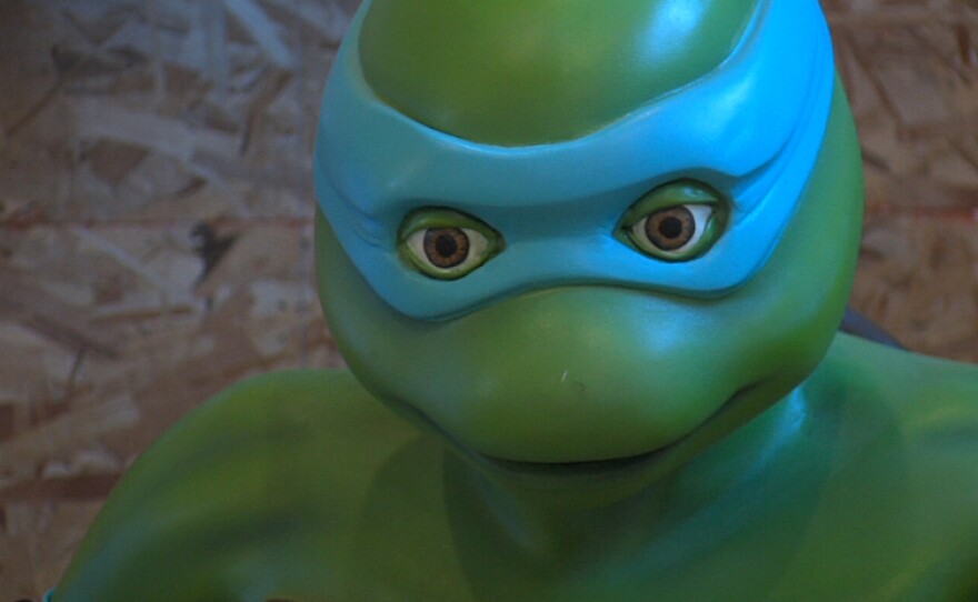 The fifth and oft forgotten Teenage Mutant Ninja Turtle, Venus. She is on display at the San Diego Comic Art Gallery.