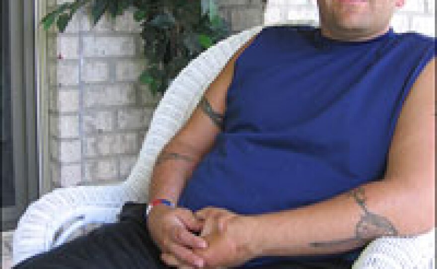Retired Army Staff Sgt. Jason Pepper was blinded in Iraq, but his injuries don't qualify for the full amount of a grant that helps veterans make their homes handicapped-accessible. Pepper's index finger on his left hand was amputated after several surgeries to repair his hand.