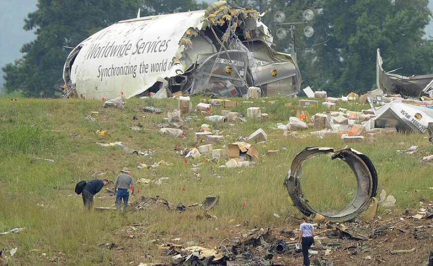 A field north of the Birmingham-Shuttlesworth International Airport where UPS flight 1354 crashed on August 16, 2013.