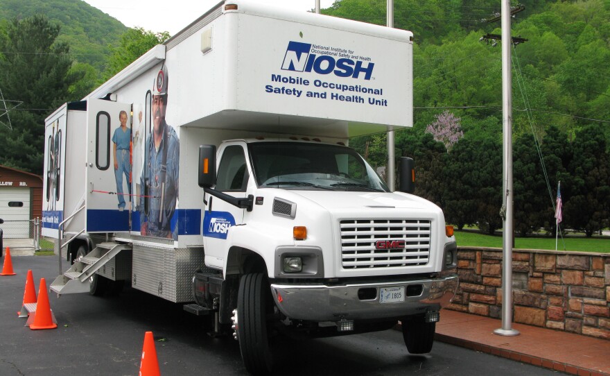 A NIOSH black lung surveillance van at the fire station in Wharton, W.Va., in 2012.