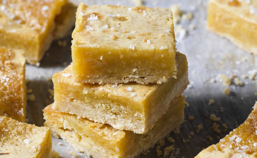 Salty Honey and Browned Butter Bars reminiscent of rich, custardy chess pie