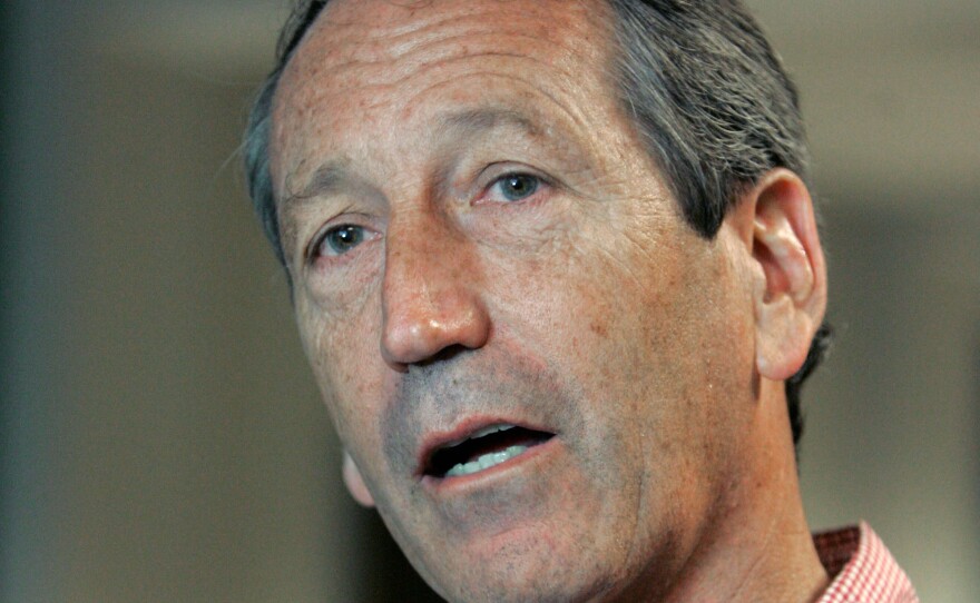 Former South Carolina Gov. Mark Sanford speaks to media after casting his vote on Tuesday.