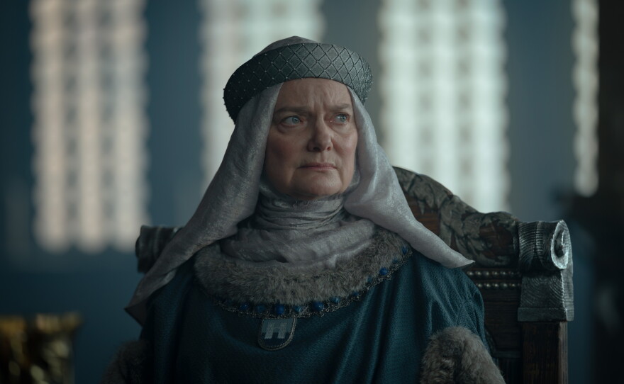 Sabitha Frey (Sarah Woodward) goes out not with bangs, but a wimple.