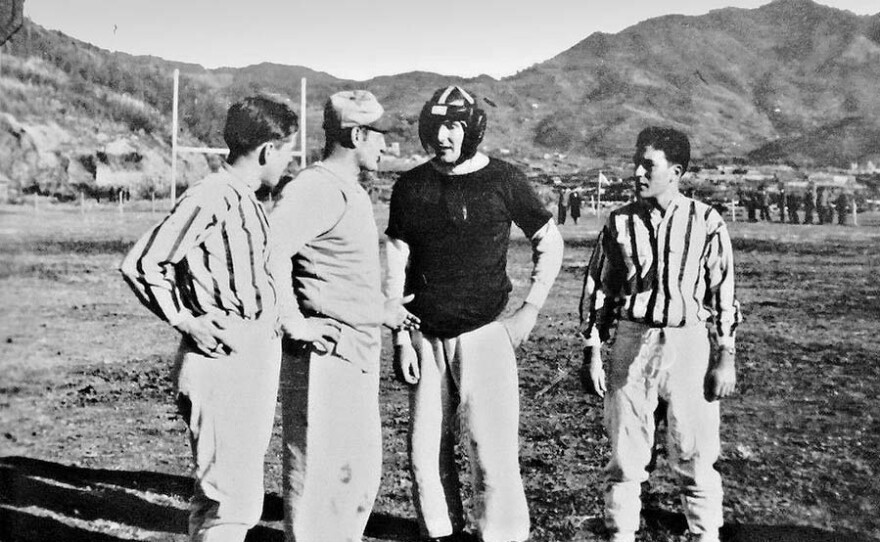 The U.S. military staged an all-star football game on a killing field in Nagasaki, amid lingering radiation levels. (undated photo)