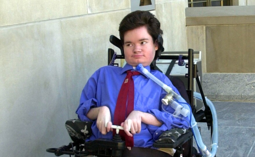 Nick Dupree arrives at the Federal Courthouse in Montgomery, Ala. on Feb. 11, 2003. His success in getting the state to continue support past age 21 enabled him to attend college and live in his own home.