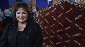 A circa 1800 asmalyk rug from Turkmenistan. The Turkoman nomads wove asmalyks for both utilitarian and ceremonial purposes and examples from this time period are extremely rare. Rescued from a dumpster, the rug is valued at $125,000 to $150,000!