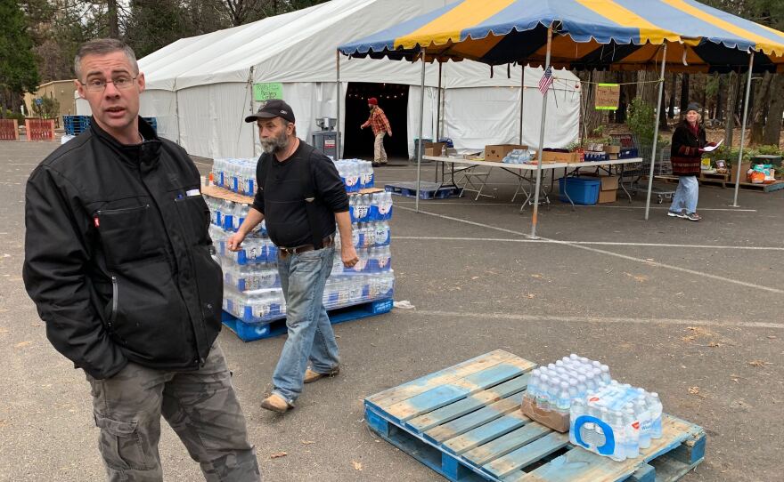 Duane Crowder is coordinating disaster relief at the Magalia Baptist Church, where 300-600 people show up each day for free meals.