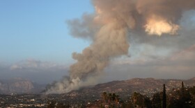 Smoke from the brush fire burning off the 8 East in El Cajon. 