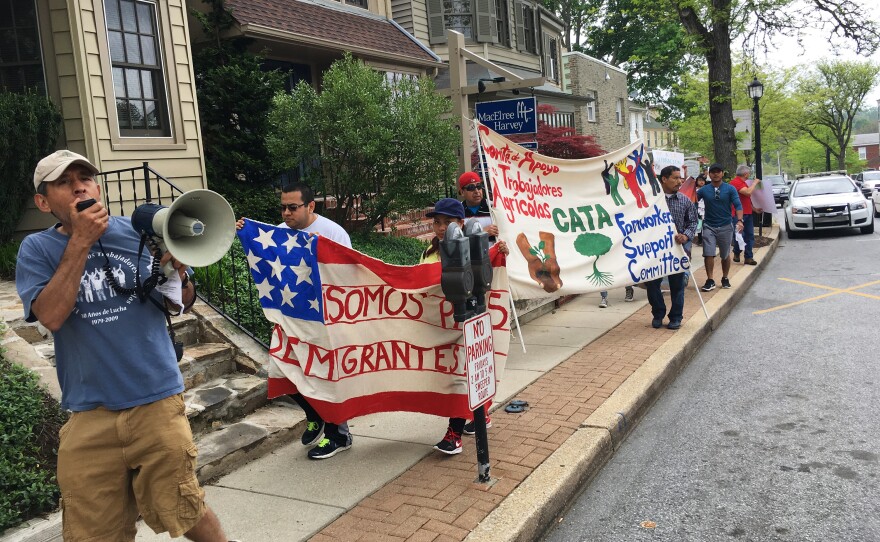 About 40 people marched through the town of Kenneth Square, N.J.
