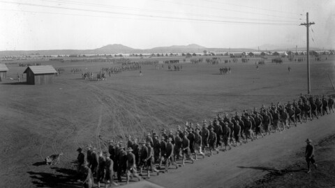 iew of Camp Kearny in about 1918. View shows soldiers marching in review. Courtesy of San Diego History Center