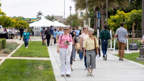 Small crowd walking through the previous San Diego Festival of Books