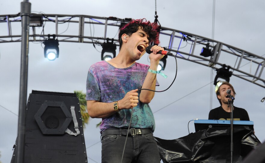 Palomo performs in Neon Indian at Coachella in 2012.
