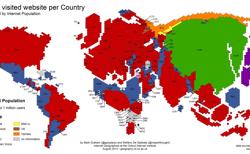 Google is red; Facebook blue.