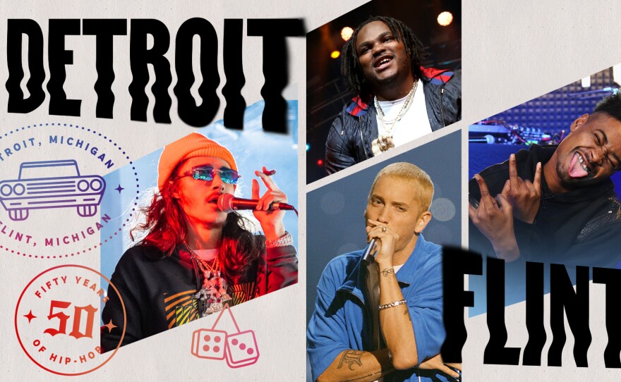 BabyTron, Tee Grizzley, Eminem and Danny Brown. Collage by Jackie Lay / NPR.